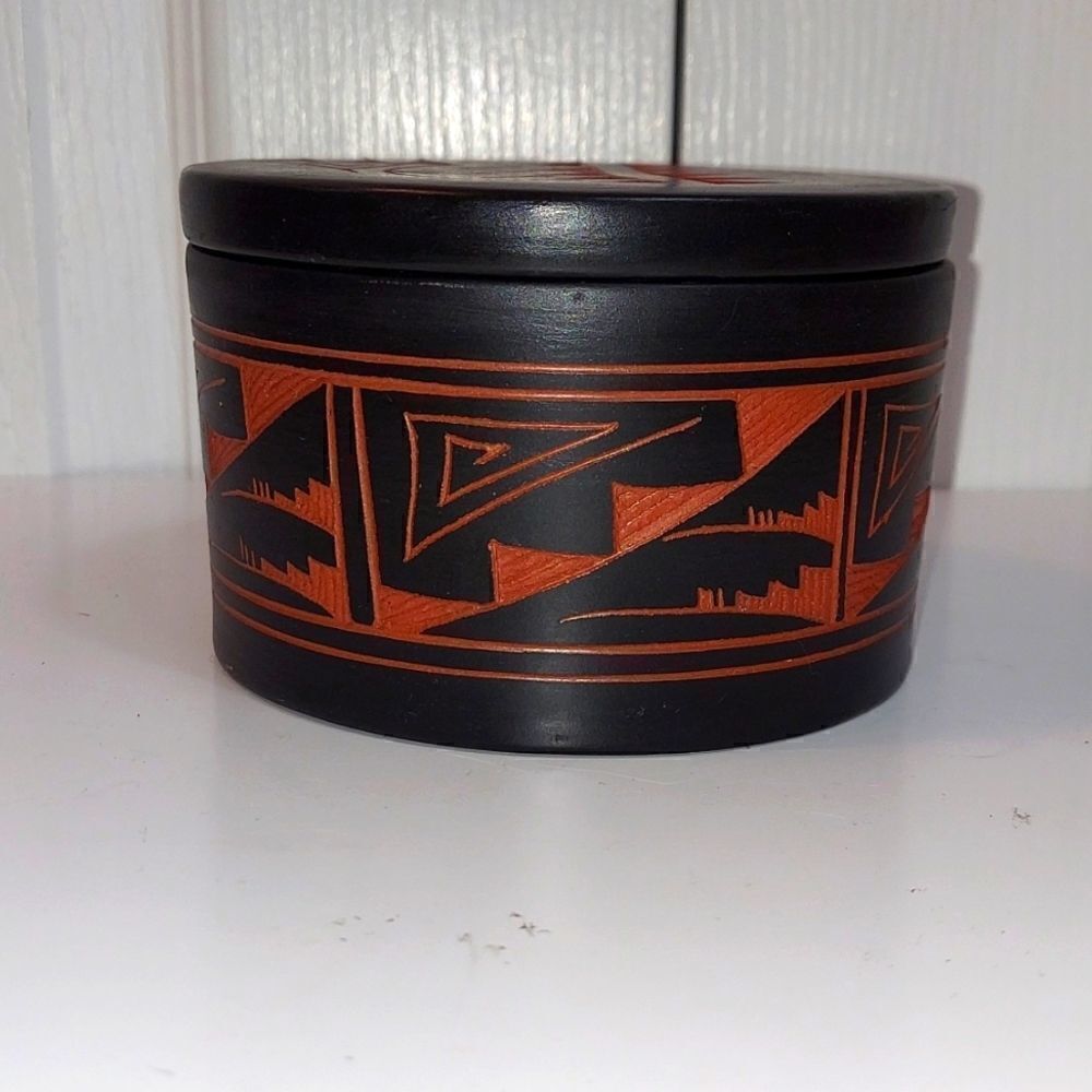 Ronda Navajo Red Clay Trinket Bowl With Lid